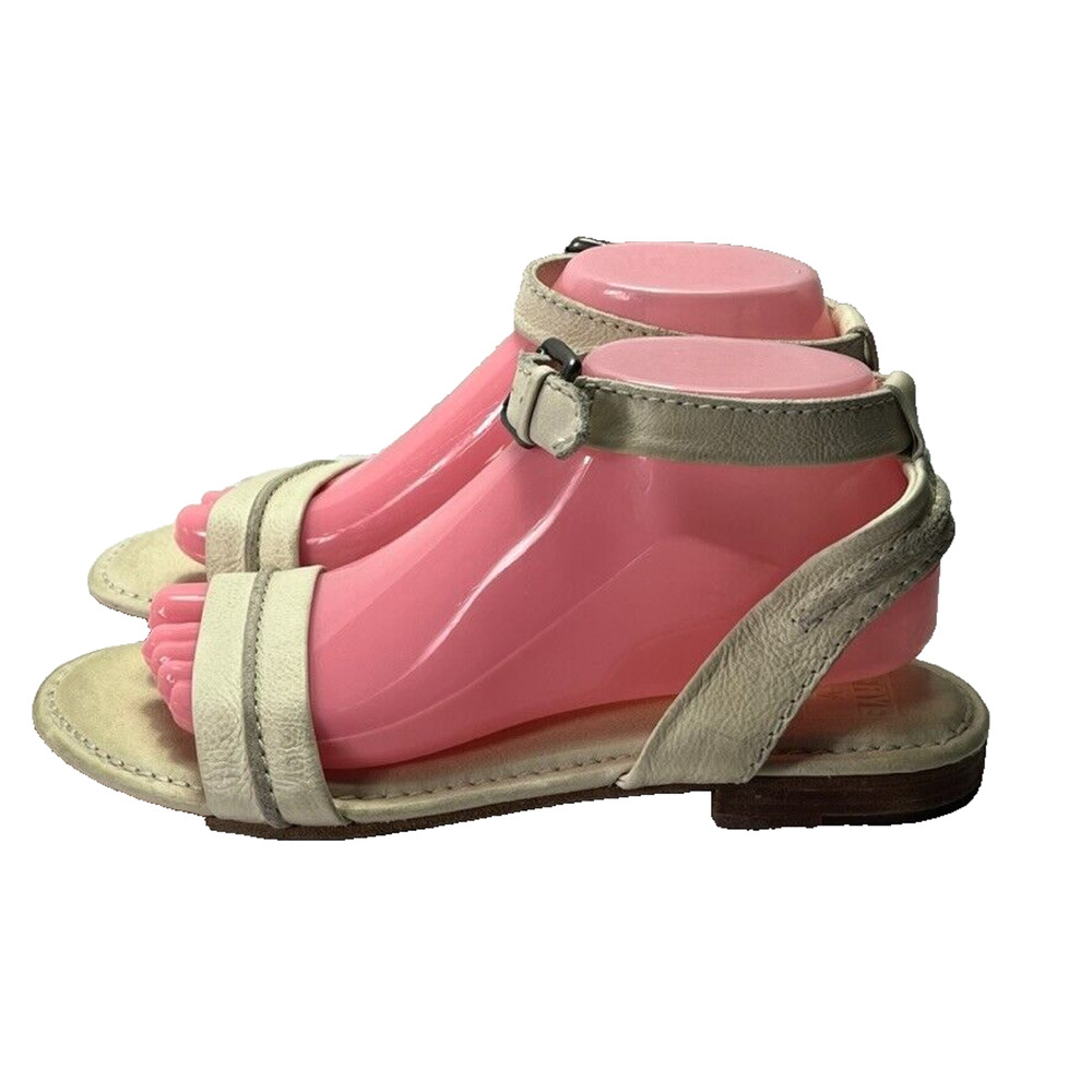 Frye Company Sandals Women Size 8.5 Philip Seam Ankle Strap Ivory Leather Lined